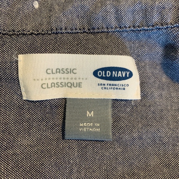 Old Navy Classic Navy blue Dots long sleeve collared button down top EUC MEDIUM - Picture 10 of 11